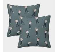 Golf Swing Motion-vector Illustration Style Pillow Covers 2 Pack Cozy Pillowcase Art Cushion Cover with Invisible Zipper Decor Couch Living Room 45x45cm