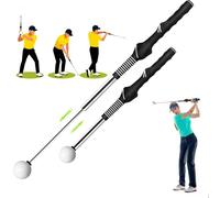 Golf Swing Trainer, Retractable Golf Swing Training Aid with Grip Trainer for Right-Handed Players, Tempo & Strength Practice Stick for Indoor Outdoor Chipping and Hitting, Golf Training Aid for Men