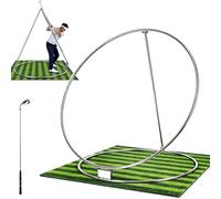 Golf swing trainer, with 10 Adjustable Swing Planes and Artificial Turf Stance Mat, Suitable for all clubs, for home and driving range practice
