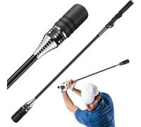 Golf Swing Trainer with Dual Click Feedback - Weighted Tempo Training Aid with Upgrade Heavy Duty Speed Control Head, Rubber Grip & Fiberglass Rod for Right-Handed Golfers, Perfect for Home, Office, C