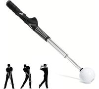 Golf Swing Trainer with Rhythm Click Sound, Right Handed, Black | Retractable Design, Indoor Practice, Strength & Tempo Training, Chipping and Putting, Training Aid