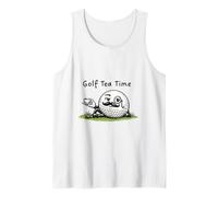 Golf Tee Time - Tea, Funny Ball Mascot Retro Vintage Style Tank Top