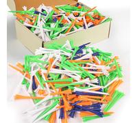 Golf Tees Plastic Unbreakable Bulk 3 1/4’’ 2 3/4’’ 70 83mm Long Value 200/500/1000 Pack, Golf Tees Long-Lasting Plastic with Reduced Resistance for Men Women (Mixed Color, 200 Count(3 1/4 Inch))