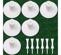 Golf Tees Rubber for Driving Range Mats 3/6 Pack with 6 Pcs Castle Tees Value Set, Golf Tee Size 1.5’’ 2.0’’ Inch Color White Black Durable for Practice Mat Indoor Outdoor (White--6 Pack All 1.5'')