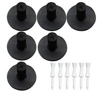 Golf Tees Rubber for Driving Range Mats 3/6 Pack with 6 Pcs Castle Tees Value Set, Golf Tee Size 1.5’’ 2.0’’ Inch Color White Black Durable for Practice Mat Indoor Outdoor (Black--6 Pack All 2.0'')
