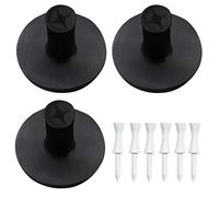 Golf Tees Rubber for Driving Range Mats 3/6 Pack with 6 Pcs Castle Tees Value Set, Golf Tee Size 1.5’’ 2.0’’ Inch Color White Black Durable for Practice Mat Indoor Outdoor (Black--3 Pack All 1.5'')