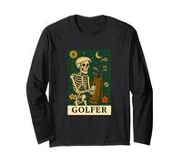 Golf The Golfer Tarot Card Skeleton Vintage Gothic Art Long Sleeve T-Shirt