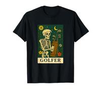 Golf The Golfer Tarot Card Skeleton Vintage Gothic Art T-Shirt
