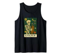 Golf The Golfer Tarot Card Skeleton Vintage Gothic Art Tank Top
