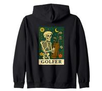 Golf The Golfer Tarot Card Skeleton Vintage Gothic Art Zip Hoodie