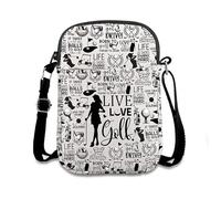 Golf Theme Cross Body Bag, White Lightweight Polyester Crossbody Bag with Double-Sided Golf Pattern Design, Water-Resistant Adjustable Strap Shoulder Bags for Men Women Travel Sports Casual Use