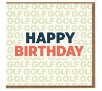 Golf Themed Happy Birthday Card - Bold Typography with Repeating GOLF Background - Fun Birthday Card for Golfers, Dad, Mum, Friend