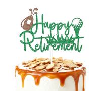 Golf Themed Happy Retirement Cake Topper,Golf Officially Retired Farewell Going Away Party Decorations Supplies for Men Women Green Coffee Glitter