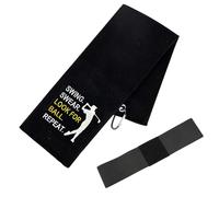 Golf Towel Black, Golf Towels for Golf Bags with Clip, Personalised Golf Towel, Suitable for Christmas, Birthday Gifts for Men, Golfers, Golf Lovers, with 1 Golf Swing Arm Band Trainer, 60*40 cm