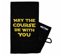 Golf Towel Store - Funny Golf Towels for Men, Embroidered Golf Towels for Golf Bags with Clip - 100% Cotton or Waffle Microfiber Options (May The Course Be with You)