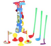 Golf Toy Set, Kids Golf Club, with 1 Golf Cart, 3 Golf Clubs, 2 Practice Holes, 2 Golf Tees & 3 Balls, Garden Toy Cart Caddy Balls Bag Beach Outdoor for Aged 3+ Boys Girls