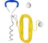 Golf Training Tool with Extra Ball - Swing Practice Trainer for Beginners & All Ages, No-Pickup Golf Practice Aid with Fixed Rod, 50ft Rope & Training Balls for Improving Swing Form & Accuracy