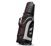 Golf Travel Bag for Airlines with Wheels - Foldable Hard Case with ABS Top and 1680D Heavy Duty Oxford, Full Padding Protection, 3 Storage Compartments for Golf Clubs and Accessories (Black&Red)