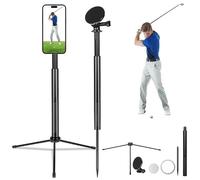 Golf Tripod & Monopod,Golf Swing Phone Holder,47.6" Magnetic Adjustable Aluminum Alloy Selfie Stick,Record Golf Swing and Training Aid,w/Spike Stake Mount,Compatible with All Phone Camera GoPro