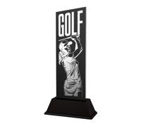 Golf Trophies & Awards - Nearest the Pin, Longest Drive, Birdie, Eagle, Hole in One & Player Prizes - Personalised Engraved Acrylic & Metal Presentation Trophy - Shadowline (Female Player)