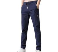 Golf Trousers for Men Summer Slim Fit Solid Casual Stretchy Work Trousers Baggy Comfy Long Pants with Pockets Outdoor Hiking Walking Trousers Navy