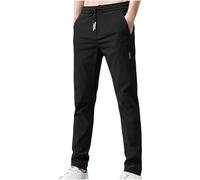 Golf Trousers for Men Summer Slim Fit Solid Casual Stretchy Work Trousers Baggy Comfy Long Pants with Pockets Outdoor Hiking Walking Trousers Black