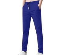 Golf Trousers for Men Summer Slim Fit Solid Casual Stretchy Work Trousers Baggy Comfy Long Pants with Pockets Outdoor Hiking Walking Trousers Blue