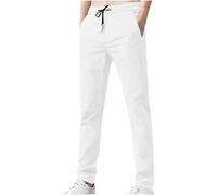 Golf Trousers for Men Summer Slim Fit Solid Casual Stretchy Work Trousers Baggy Comfy Long Pants with Pockets Outdoor Hiking Walking Trousers White