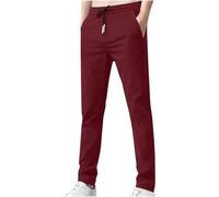 Golf Trousers for Men Summer Slim Fit Solid Casual Stretchy Work Trousers Baggy Comfy Long Pants with Pockets Outdoor Hiking Walking Trousers Wine