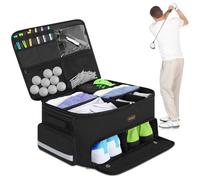 Golf Trunk Organizer for Car, 2 Layer Golf Trunk Organizer with Separate Ventilated Shoe Compartment, Black Golf Car Organizer for Golf Accessories, Golf Gifts for Men Women