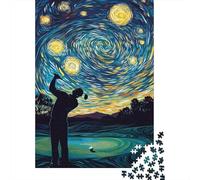Golf Under Starry Skies-2 1000-Piece Adult Jigsaw Puzzle, 38x26cm/1000pcs, for Progress Whenever Time Allows; White Cardboard for Cleaner Sorting