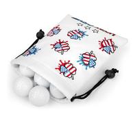 Golf Valuables Pouch, Leather Golf Tee Pouch with Drawstring Closure Golf Ball Handbag Portable Ball Pouch Golf Accessories for Men Women (USA Lucky Clover)