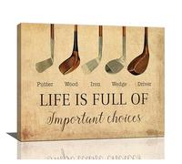 Golf Wall Art Golf Pictures Wall Decor Golfing Canvas Poster Prints Rustic Decorations Painting Framed Artwork Office Home Decor For Bathroom Bedroom Dining Living Room 20"x16"