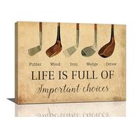 Golf Wall Art, Golf Pictures Wall Decor, Golfing Canvas Prints, Rustic Decorations Painting, Framed Artwork Office Home Decor For Bathroom Bedroom Dining Living Room 12" x 16"