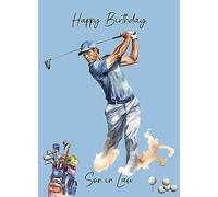 Golf Watercolour Art Birthday Card for Son in Law 1299