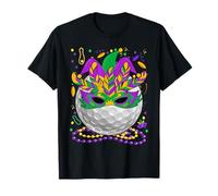 Golf Wearing Jester Hat Masked Beads Mardi Gras Player T-Shirt