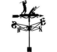 Golf Weather Vane Iron Art Metal Weathervane Retro Wind Vane Wind Direction Indicator Floor Nails and Wall Fixing for Garden Decoration and Yard Decoration