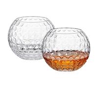 Golf Whiskey Glasses | Set of 2 | 15 OZ Golf Ball Shaped Old Fashioned Liquor, Cocktail Glass, Crystal Unique & Fun Drinking Glassware Accessories, Golfer Gift For Him, Husband, Father, Boyfriend, Her