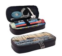 Golf Yacht Club Print Leather Flap Cosmetic Case, Cosmetic Bag, Zipper Storage Bag, Leather Flap Stationery Bag, Black, One Size