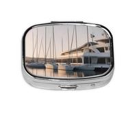 Golf Yacht Club Print Metal Iron Plating Square Mini Pill Box Portable Pill Box for Home Traveling Purse