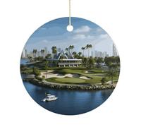 Golf Yacht Club Sublimation Ceramic Ornament Holiday Decorations Ceramic Round Porcelain Discs Sublimation Ornament for Personalized Xmas Tree Keepsake Crafts Decorate