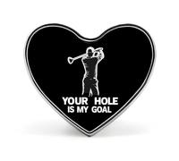 Golf Your Hole Is My Goal Badge Pin Brooch Heart Shape Button Aluminum Decor for Backpacks Hats