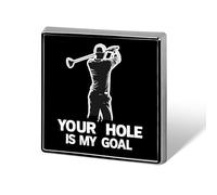 Golf Your Hole Is My Goal Badge Pin Brooch Square Shape Button Aluminum Decor for Backpacks Hats 0.7 Inch