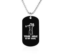 Golf Your Hole Is My Goal Women's Pendant Necklace for Men Silver Chain Customizable Jewelry Dog Tag Necklaces
