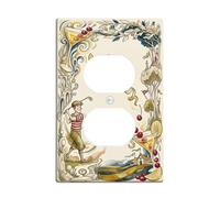 Golfer Duplex Outlet Covers Wall Plate, Vintage Playful Cocktail Cherries Summer Cream Plastic Standard Size Double Power Outlet Cover Plate for Bedroom Bathroom Kitchen Entrance Decor