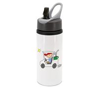 Golfer in golf buggy, golf clubs, sunshine, golf stick figure, water bottle with handle, drinks bottle, drinks cup, water, hydrate