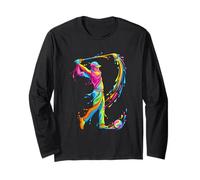 Golfer Splash Watercolor Art Long Sleeve T-Shirt