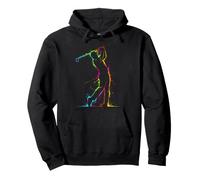 Golfer Swing Paint Splash Golf Player Sports Silhouette Art Pullover Hoodie