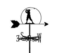 Golfer Weather Vane Roof Mount, 15.8- Inch Weathervane with Golfing Iron Ornament- Stainless Steel Spray Paint Decorations for Outdoor Yard Garden(Golfing)