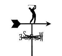 Golfer Weather Vane Roof Mount, 15.8- Inch Weathervane with Golfing Iron Ornament- Stainless Steel Spray Paint Decorations for Outdoor Yard Garden(Golfer Man)